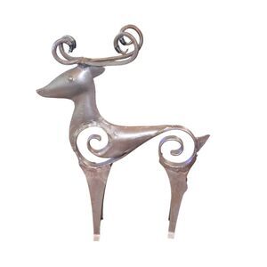 Brutalist Style Primitive Hand Crafted Welded Forged‎ Iron Reindeer 9.5"X8"X2"